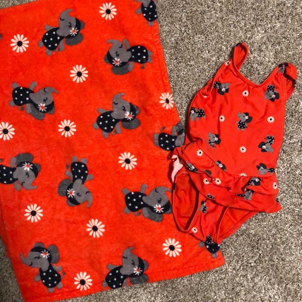 Swimsuit and matching beach towel